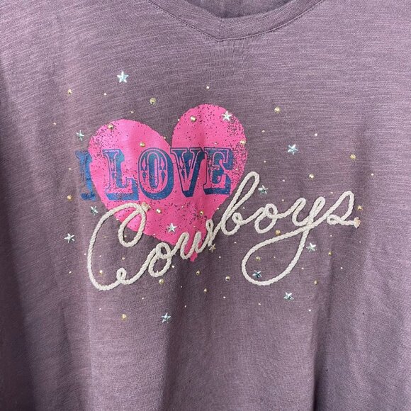 Liz & Me For Catherines Women's Love Cowboys Graphic Print Brown Size 4X NWT - Picture 6 of 11